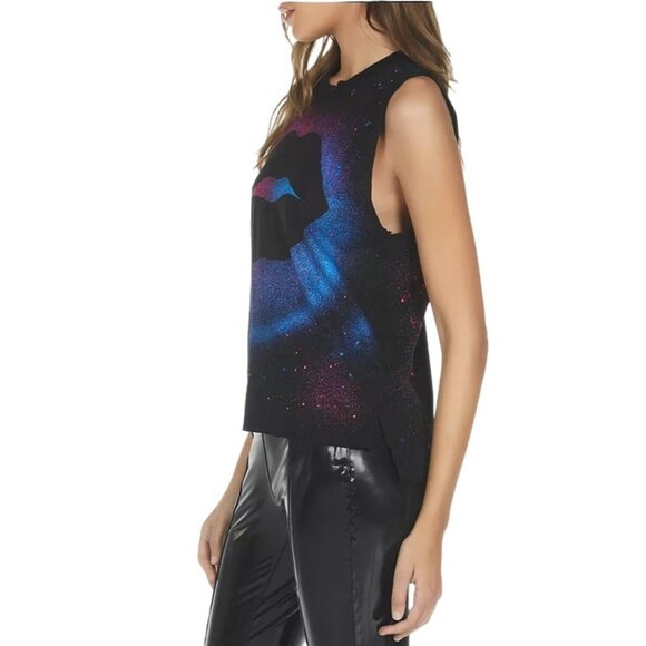 NWT LAUREN MOSHI Kinzington Galaxy Lip Tank Top Sz S Paint Splatter Sleeveless - Picture 4 of 9